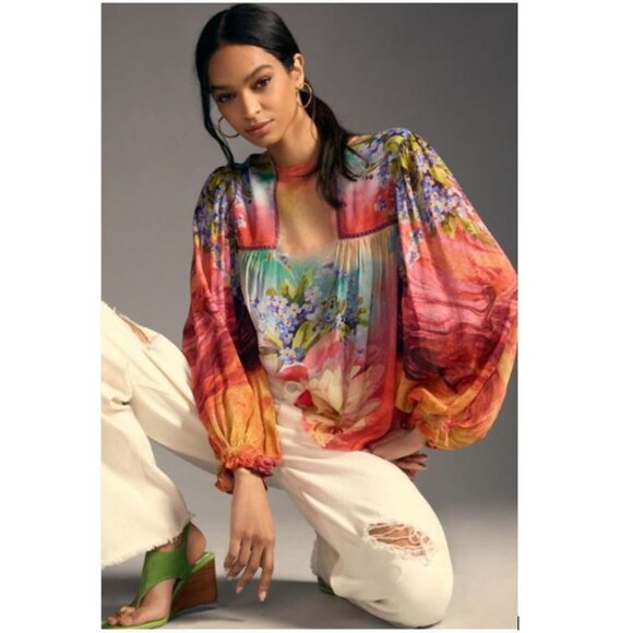 Anthropologie Tops - Bl-nk Miranda Peasant Blouse in Papaya from Anthropologie - Size XS - NWT